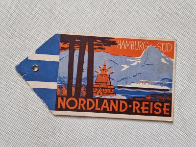 Starý reklamní štítek zavazadla lodní doprava parník 1930 Hamburg Süd