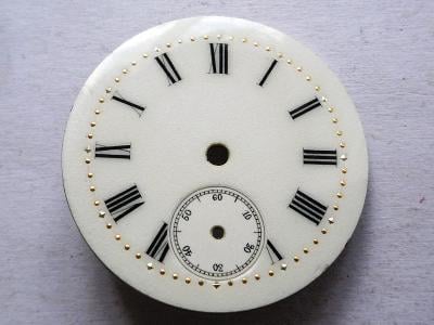 Po hodináři - starý smaltovaný ciferník na kapesní hodinky #598-42