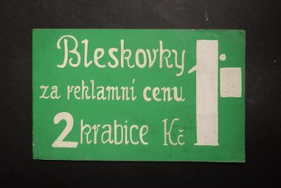 Cedule Bleskovky za reklamní cenu 1 Kč 2 krabice, 1.pol.20.st.