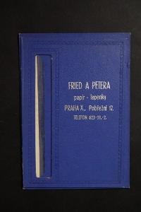 Papírová reklama stojící Fried a Petera, papír-lepenky 1.pol.20.stol.