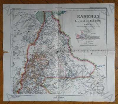 Kamerun - mapa 1909 Max Moisel, F. Bischoff