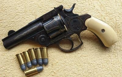 Historický revolver cal.38CF DA1886 rytý zdobený Nádherný pův. stav