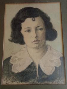 František Kobliha - kresba pastel - Portrét dievčatá sign. 1931