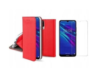 Flipové červené pouzdro Magnet + tvrzené ochranné sklo Huawei Honor 8A