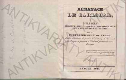 Almanach de Carlsbad 1834  ( Karlovy Vary ) 