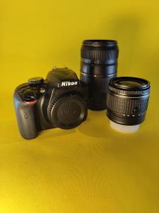 Nikon D3400 + Objektív 18-55mm VR + Teleobjektív 70-300mm | Super stav