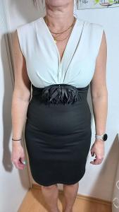 Černo-béžové koktejlové šaty vel. 38