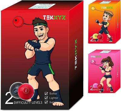 Boxerský reflexní míč TEKXYZ, 2ks černá/červená verze