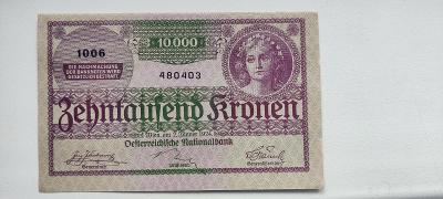 10 000 Kronen 1924 Rakousko 1.vydání aUnc+