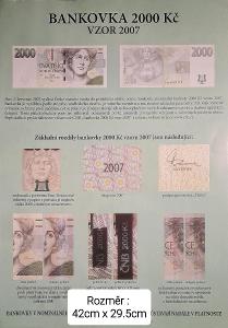 Plakát ČNB bankovka 2000 Kč vzor 2007 - rozdíly