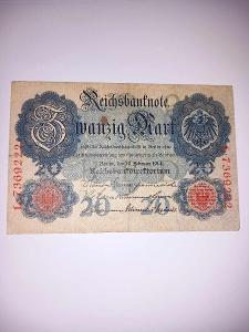Bankovka 20 mark 1914