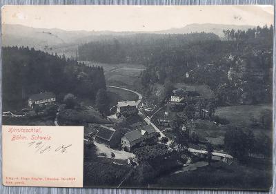 Kirnitzschtal - České Švýcarsko - Neumannův mlýn pohled na údolí 1910