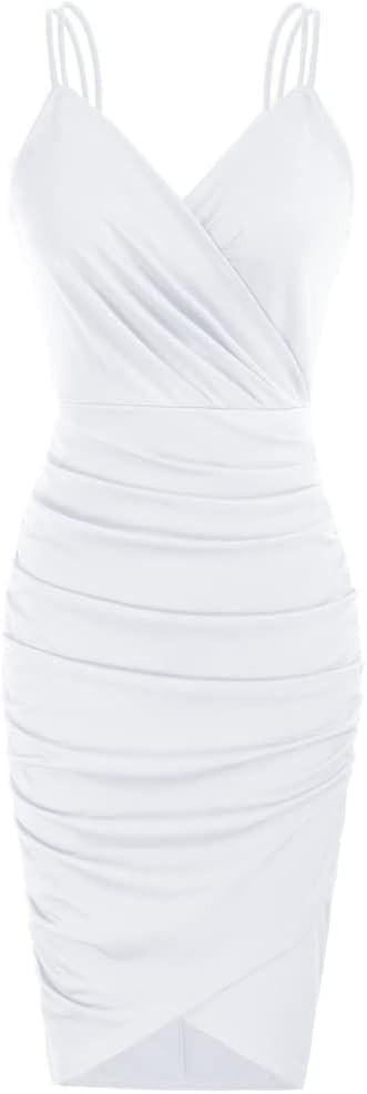GRACE KARIN Vintage šaty dámské po kolena bílé uplé L 