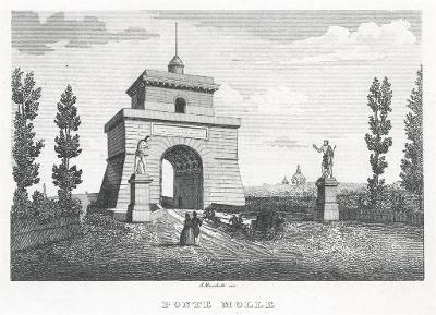 Roma Ponte Molle, oceloryt, 1840