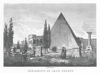 Roma Cajo Cestio, oceloryt, 1840