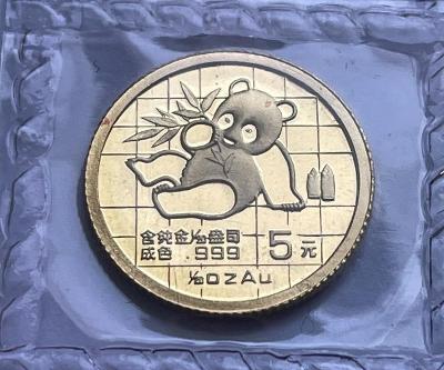 1989 Čína - 5 Yuan - Panda - 1/20 OZ - zlato .999 - originálne balenie!