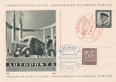 CDV 69/406, dofr., náchod, príl. pečiatka 14.8., autopošta 31.7.1938/1d