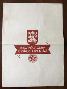 Diplom k odznaku Revolučné gardy Plzeň, originál, TOP STAV!! Rarita