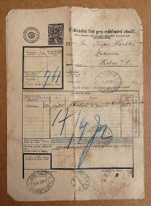 ČSD - Nákladní list Humpolec/Hrobce, rok 1929