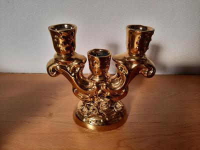 "Zlatý" keramický svícen a váza