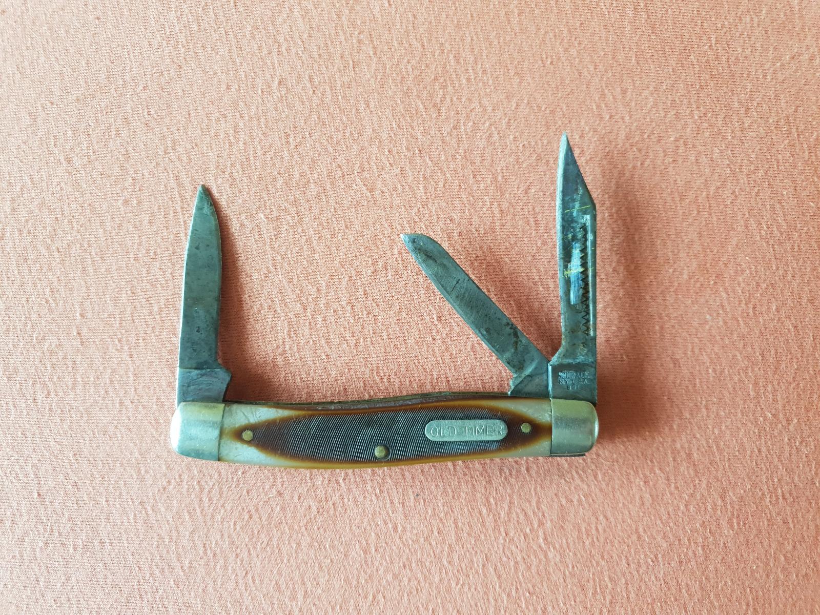 Starý nôž SCHRADE N.Y. USA 8OT, OLD TIMER, R. Yana, cca 1960 - Vojenské zberateľské predmety