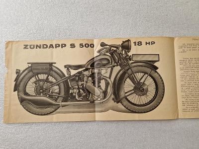 Originální reklamní prospekt motocykl Zündapp S SS 500 S500 SS500 1930