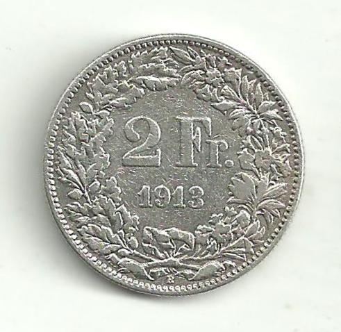 2 Frank Švajčiarsko 1913 striebro - Numizmatika
