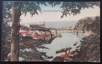 Děčín - Tetschen - Bodenbach - pěkný pohled na město - 1918
