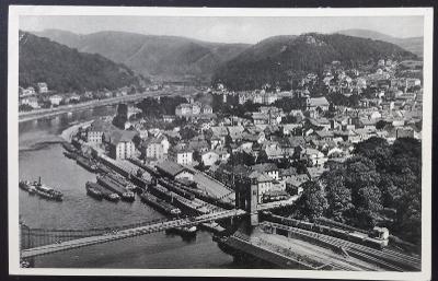 Děčín - Tetschen - Bodenbach - lodě, most - 30. léta