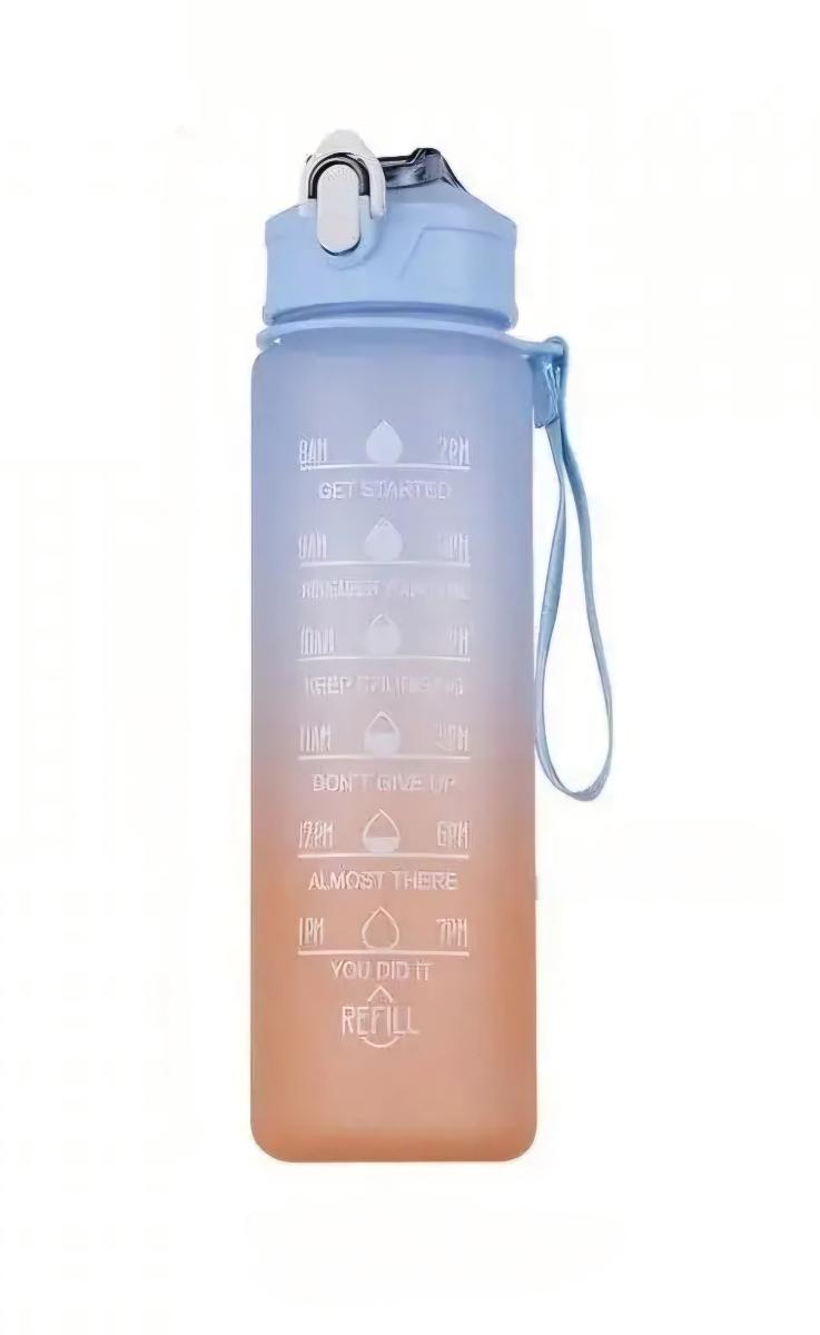 Fľaša na pitie so slamkou a označením času 750 ml - Turistika a cestovanie