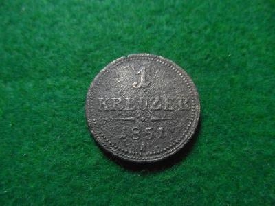 Rakousko-Uhersko mince 1 krejcar 1851 A
