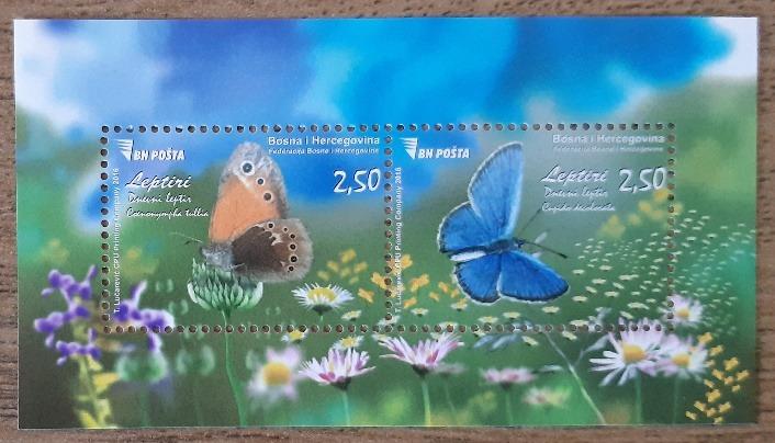 Bosna a Hercegovina ** aršík Bl56 motýle, r.2016 (EN546) - Tematické známky