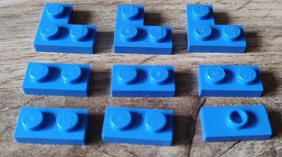 LEGO dílky 1x2, rohové 2x2 - modré