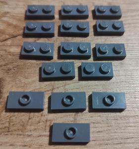 LEGO dílky 1x2 - tmavě šedé