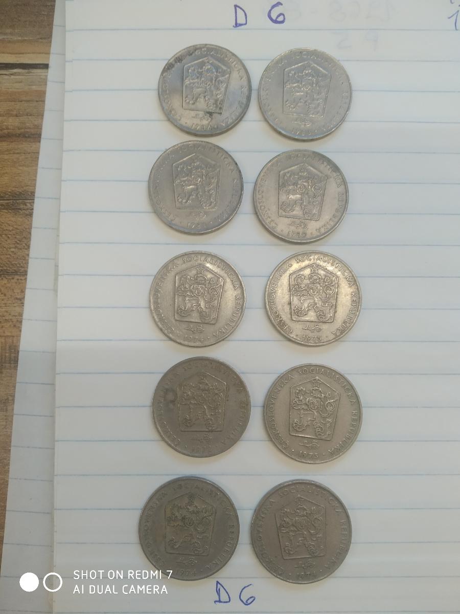 Staré retro mince 2 Kč ČSSR 1972 - 86 D6 kusov 12 - Numizmatika