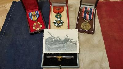 WW2 konvolut II CS letec pilot odznak 3x medaile , řád čestné legie Ag