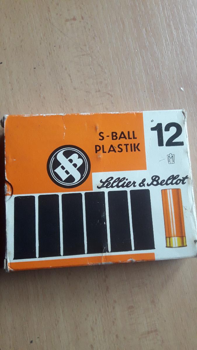 Náboje brokové papierové S-BALL PLASTIK R. 12 - Vojenské zberateľské predmety
