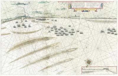 Dunkirk námořní,  Blaeu, kolor. mědiryt,1647