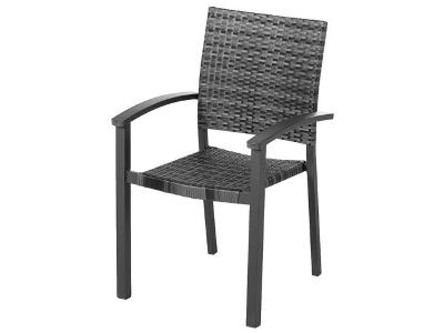 Zahradní židle Genua, proutěná, stohovací židle, šedo-antracitová - B