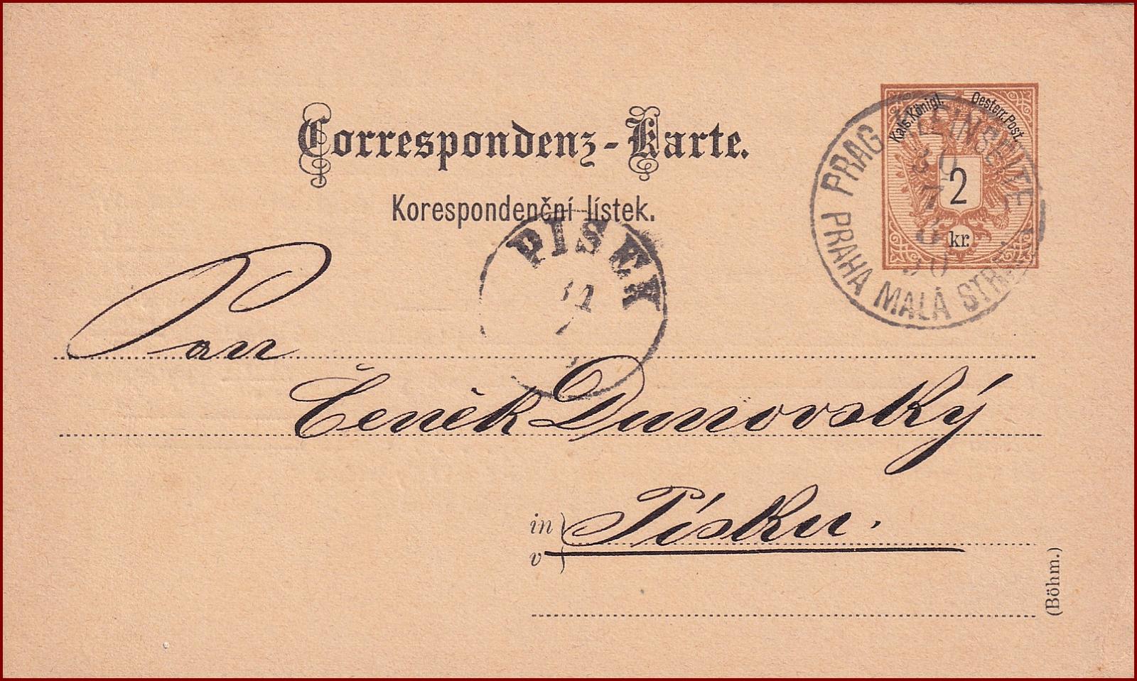 Lístok - RU pečiatka Praha Malá Strana (Prag) - Piesok 1890 * F092 - Filatelia