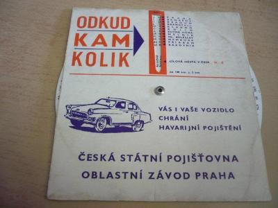 Měřící tabulka pro auta - ODKUD / KAM / KOLIK v ČSSR (KDS Praha) 