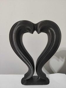 Okrasné dekoratívne srdce s jednoduchým dizajnom - čierne (3D Tlač)