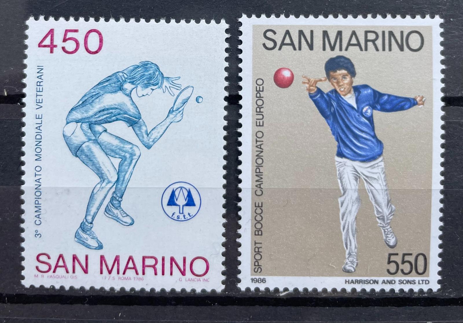San Marino 1986 Mi.1343,1348 MS v stolnom tenise seniorov+ Boccia** - Známky
