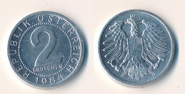 Rakúsko 2 groschen 1984 - Numizmatika