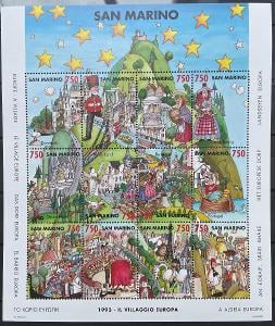 San Marino 1993 Mi.1539-50 blok 17 vesnice Evropy**