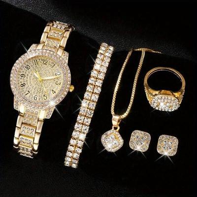 Luxusní křemenné hodinky analogové + 5dílná sada šperků