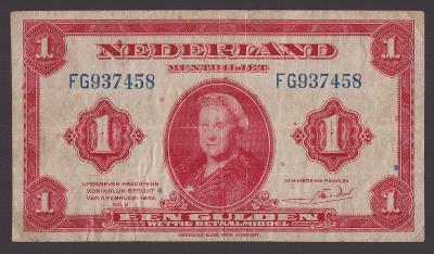 NIZOZEMSKO (P064a) 1 Gulden 1943 VF