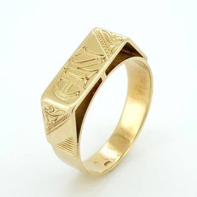 Zlatý prsten Iniciály AN gravírovaný