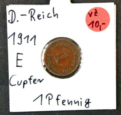1 fenik, 1911 Značka mincovny "E" - Muldenhütten / Mince (o9/1)