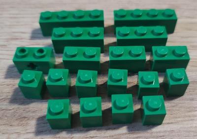 LEGO dílky 1x1, 1x2, 1x3, 1x4 - zelené